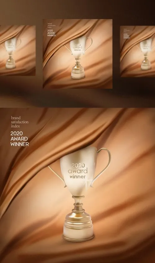 年度擂台品牌奖牌评选颁奖黄金奖杯PSD海报素材 Best Brand Awards