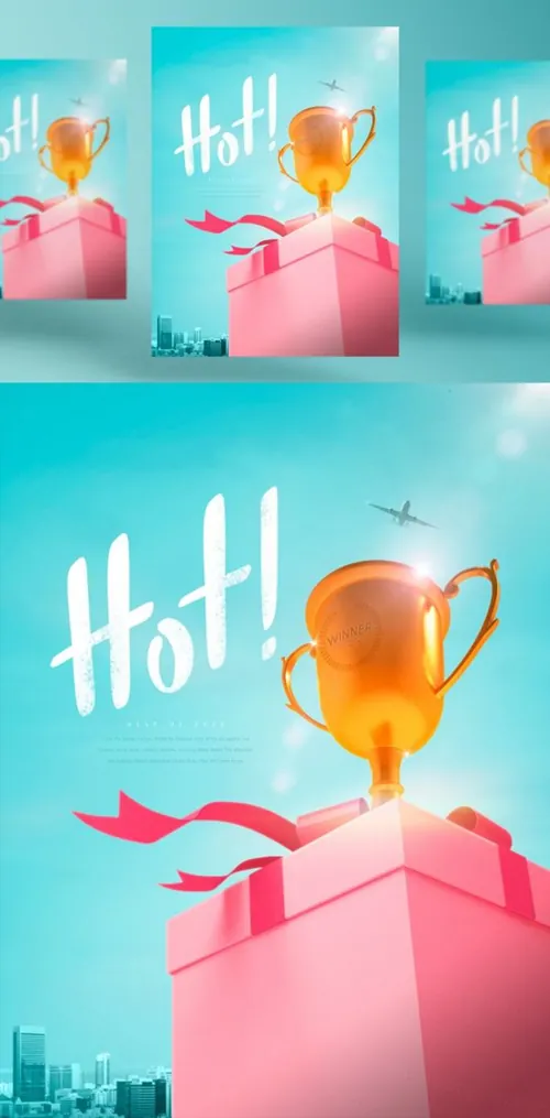 年度擂台品牌奖牌评选颁奖黄金奖杯PSD海报素材 Best Brand Awards