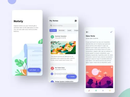 备忘录日志应用移动APP界面设计素材 Note Taking App