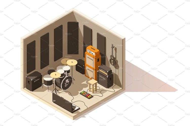 录音工作室图标Vector isometric low poly recording studio icon