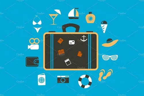 手提箱里东西矢量插图suitcase travel