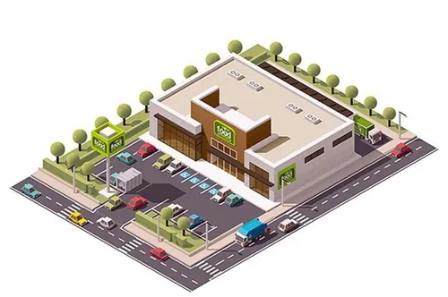 展示模型Vector isometric supermarket