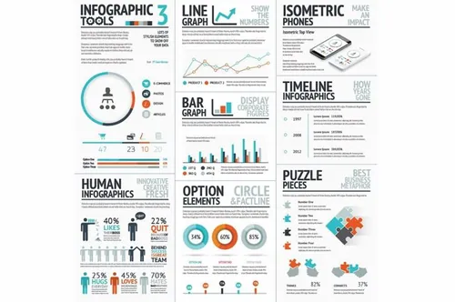 商务信息图标工具素材包Infographic Tools Set 3 Recolored