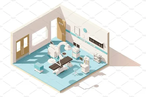 医院手术室Vector isometric low poly operating room