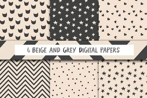 独特现代图案无缝背景Beige and dark grey digital paper