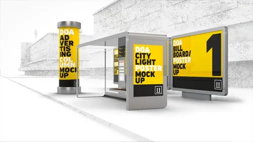 框架海报模型PSD贴图模板DOA Outdoor Mock Up Set