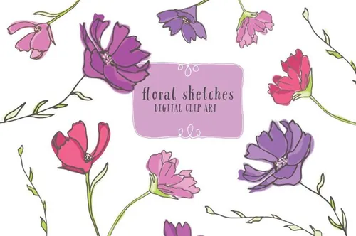 Floral Sketches - Floral Clip Art