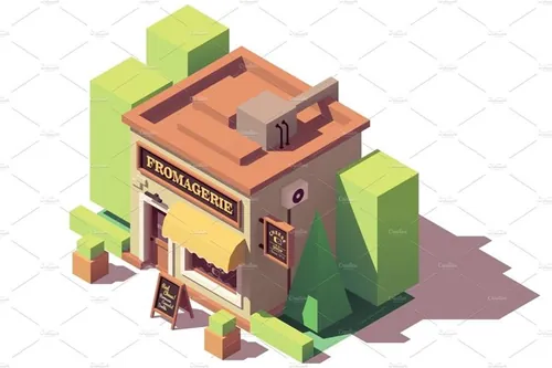 乳酪商店建筑大厦插画设计素材Vector isometric cheese shop