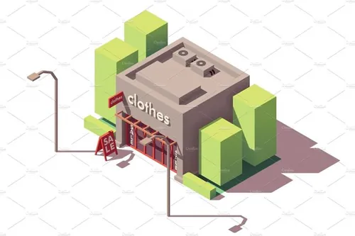 服装店精品店建筑大厦插画设计素材Vector isometric clothing store