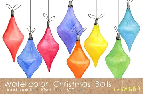 Watercolor Christmas Balls