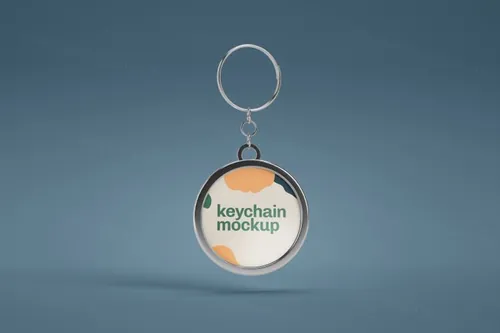 圆形金属钥匙扣设计样机模板 Circle Metallic Keychain Mockup