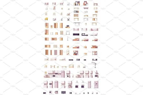 矢量家具套Vector low poly furniture set