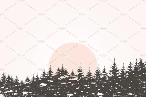 手绘复古冷杉森林风景矢量素材Forest landscape4