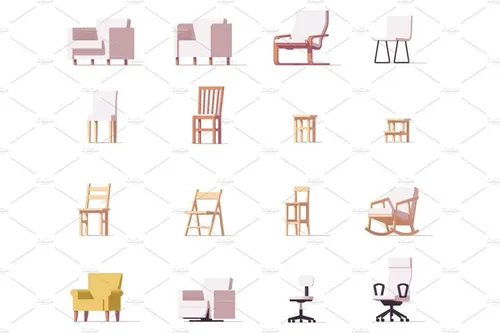 椅子和凳子Vector chairs set