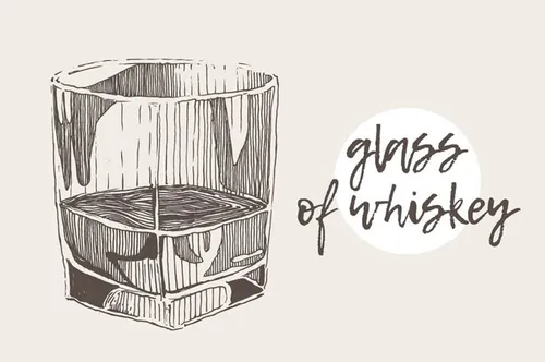 手绘玻璃杯矢量插图Illustration of a glass of whiskey