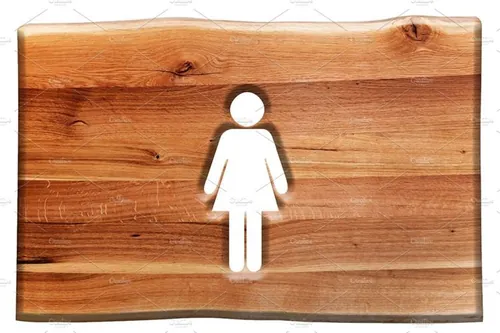 木头女生标志设计元素Woman symbol in wooden board.