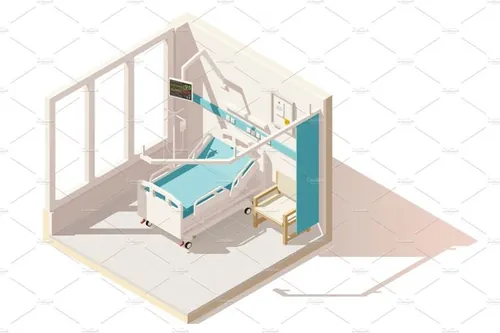 等量低多医院病房Vector isometric low poly hospital ward