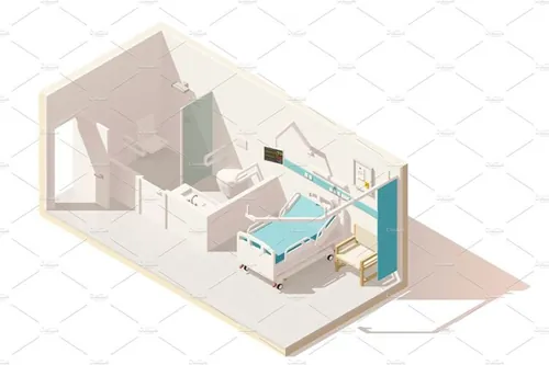等量低多医院病房Vector isometric low poly hospital ward