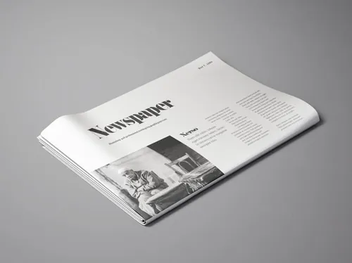 报纸版头设计透视图样机模板  Perspective Newspaper Mockup