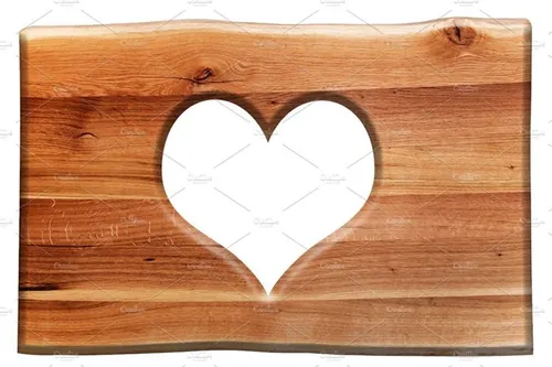 木头爱心标志设计元素Heart shape in wooden board.