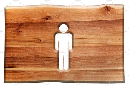 木头人标志设计元素Man symbol in wooden board.