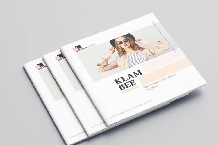方形时尚模特服装杂志图册模板