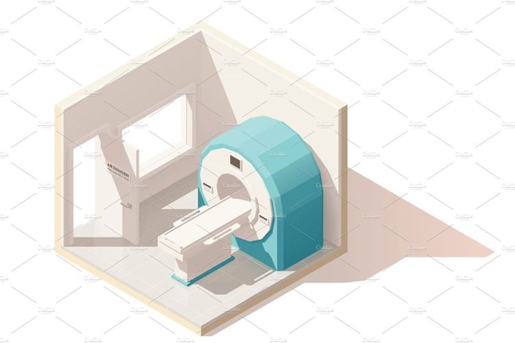 房间剖面图标Vector isometric low poly MRI room icon