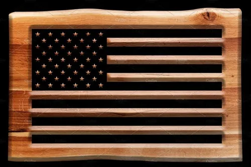 木头美国旗子设计元素The USA flag in wooden board.