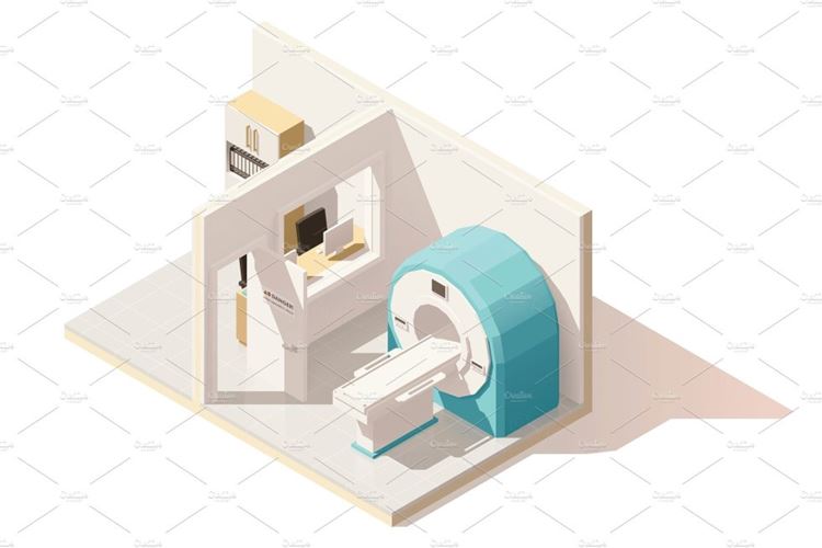 房间剖面图标Vector isometric low poly MRI room icon