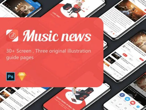 时尚娱乐音乐新闻媒体资讯移动手机APP UI工具包Music News UI K