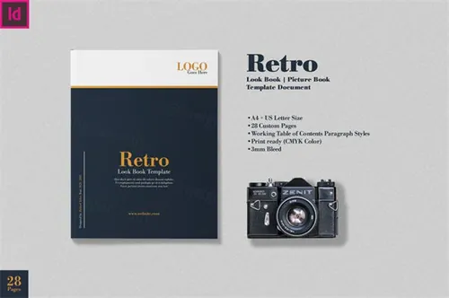 复古外观品牌杂志画册设计模板[INDD]