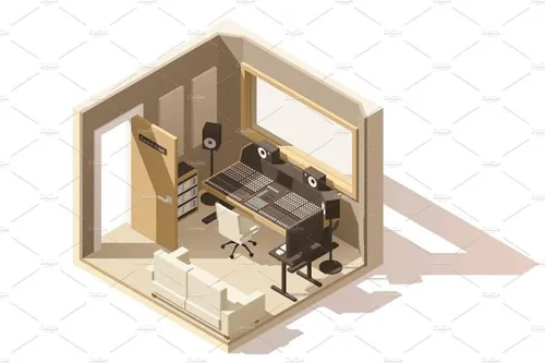 录音工作室图标Vector isometric low poly recording studio icon
