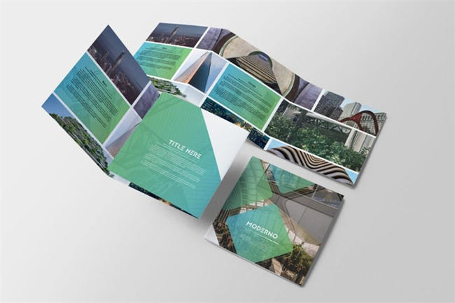 多图方形画册模板下载 Moderno Square Trifold