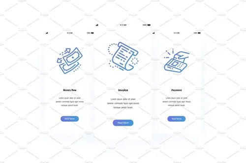 资金/发票/刷卡图标垂直卡片设计素材Finance Metaphors Cards