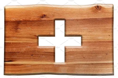 木头十字符号设计元素Cross cut in wooden board.