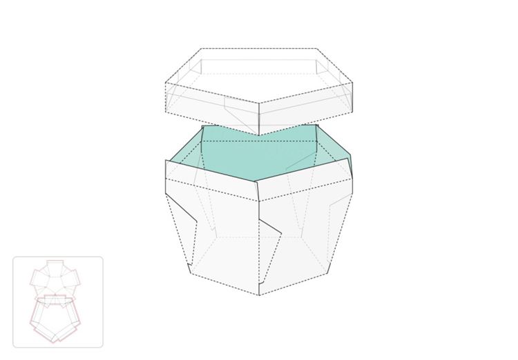 五角盒盖模切图/刀模图EPS源文件