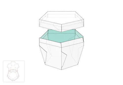 五角盒盖模切图/刀模图EPS源文件