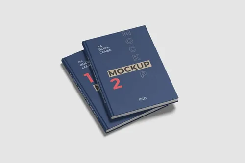 双硬封面A4书籍封面设计样机模板
