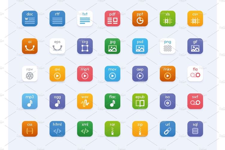 传染媒介Vector file types icon set