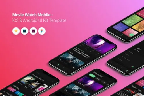 高品质的高端时尚电影移动iOS和Android APP UI KITS