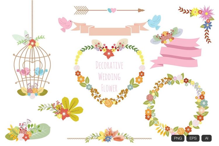 装饰婚礼花Decorative Wedding Flower Vector