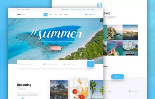 时尚高端清新旅游网站设计模板UI KITS