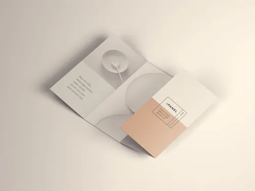 产品服务宣传企业宣传三折页小册子样机模板 4 Panel Roll Fold Brochure Mockup
