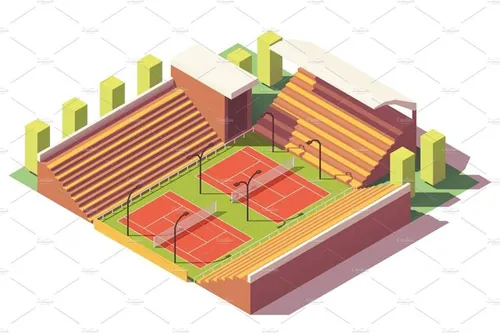 网球球场插画素材Vector low poly tennis stadium