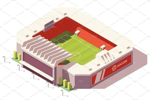等距足球体育场插画素材Vector isometric low poly soccer stadium