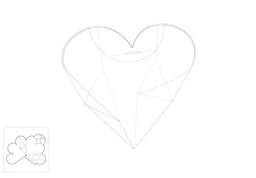 心形包装盒模切图/刀模图EPS源文件