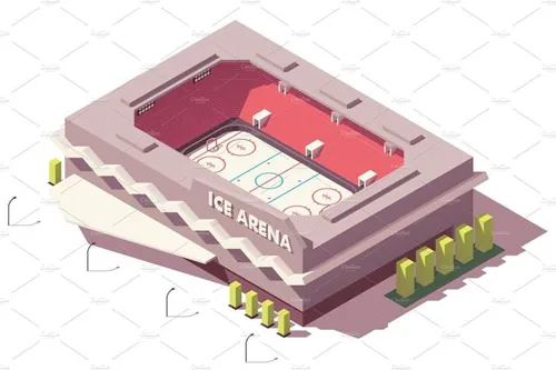 等距冰球场体育场插画素材Vector isometric low poly ice hockey rink
