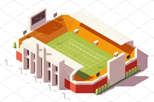Vector isometric low poly football stadium