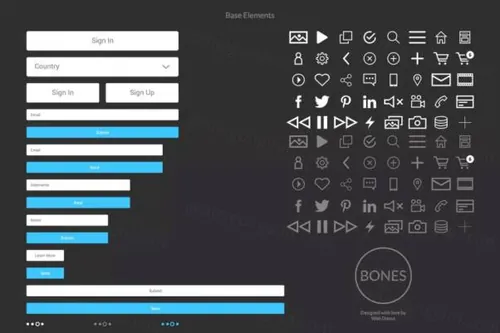 高品质的多用途Bones线框套件UI KITS