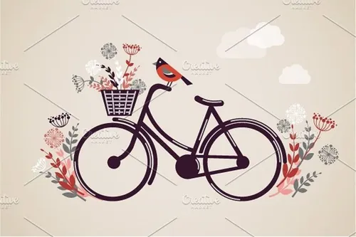 手绘复古自行车矢量插图Vintage Retro Bicycle illustration